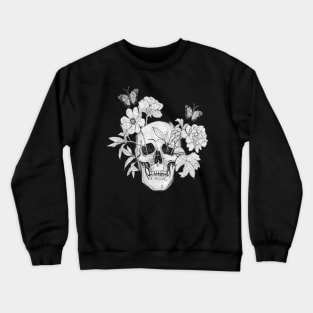 Skull horror flowers death Crewneck Sweatshirt